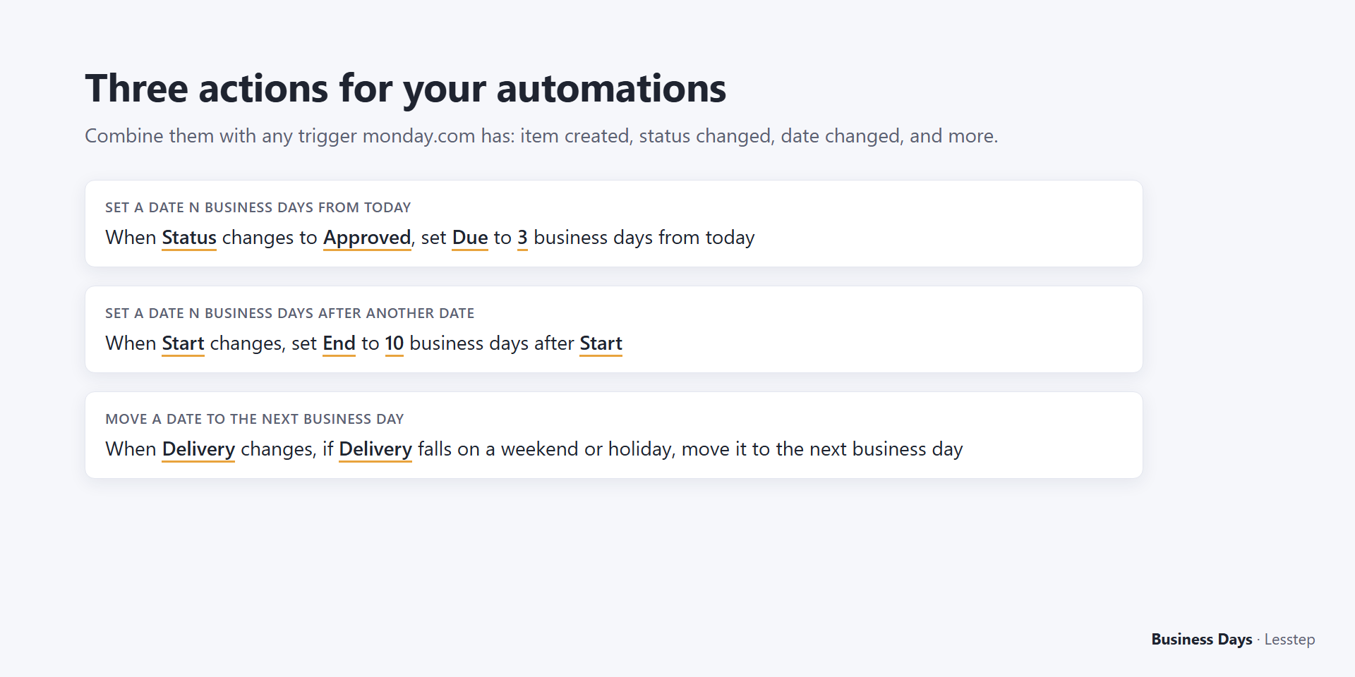The three actions as automation sentences